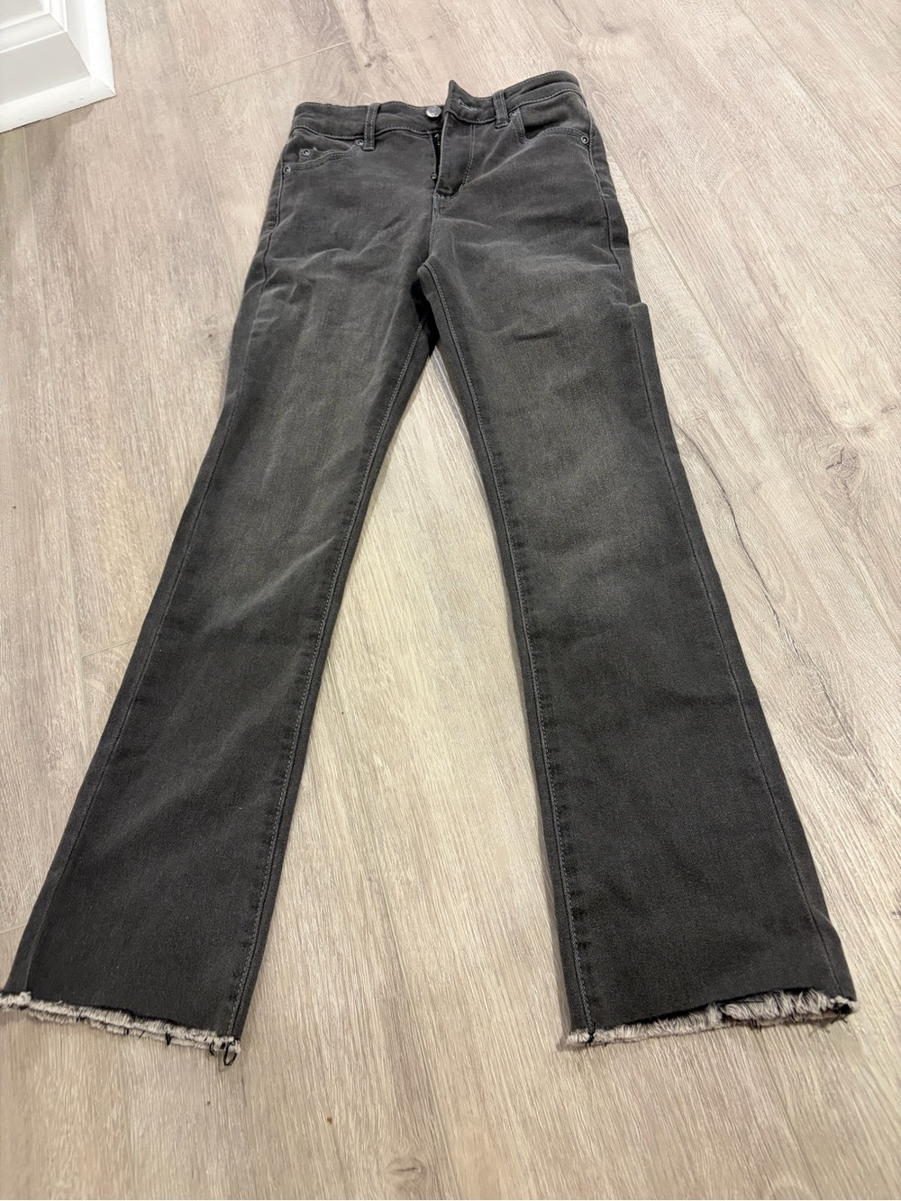 Kids Black Straight-Leg Jeans with Raw Hem